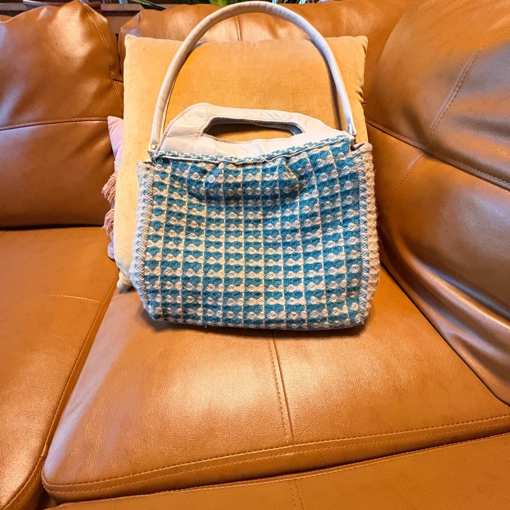 Chic Blue and Cream Women's Handbag